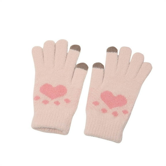 Cavosen Winter Gloves for Women Thermal Windproof Knit Solid Grip Comfortable Elastic Cuff Mittens Free Size