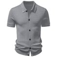 thumbnail image 4 of xfsWaSs Men's Short Sleeve Ribbed Knit Shirts Solid Color Casual Button Down Shirt Soft Comfortable Stretch Tops Fashion Everyday Wear Mens Shirts, 4 of 4