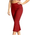 thumbnail image 2 of Khunlpohl Women's Capris Yoga Pants Flared Leg Elastic Waist Leggings Gym Workout Exercise Plain Capri Pant, 2 of 3