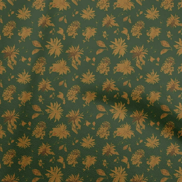 oneOone Polyester Spandex Dark Green Fabric Floral & Craft Projects Decor Fabric Printed By The Yard 56 Inch Wide