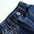 thumbnail image 4 of KIDSCOOL SPACE Infant Jeans,Baby Toddler Elastic Waist with D-ring Micro distressed Stretch Denim Pants,Mid Blue,12-18 Months, 4 of 6