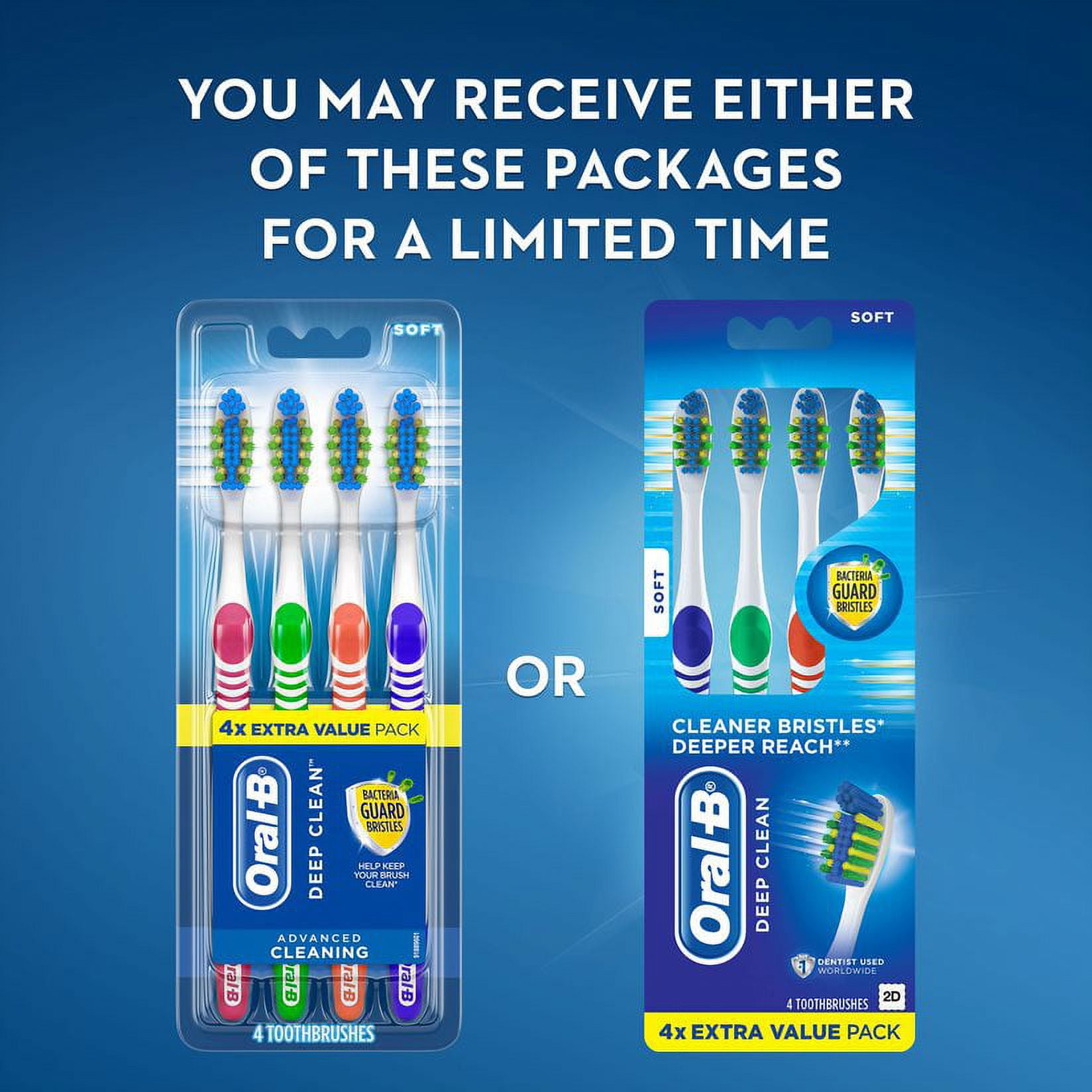 Oral-B Bacteria Blast Toothbrush, Soft, Deep Clean with Power Tip
