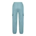 thumbnail image 6 of CheerKidz Boys Girls Kids Casual Jogger Pants with Multiple Pockets Comfortable Elastic Waist Cotton Linen Trousers for School Play Outdoor Activities Spring Summer Season(Light Blue,10-12 Years), 6 of 7