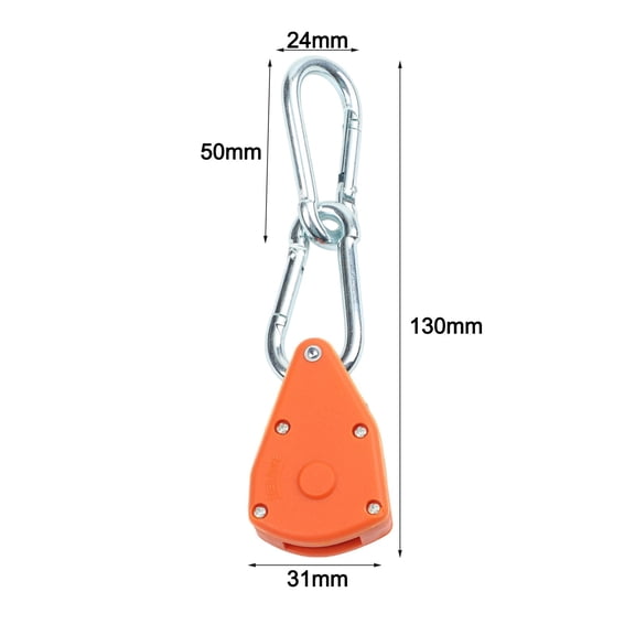 GRIMPEX Heavy duty outdoor camping pulley with adjustable rope hook and locking ratchet S-orange