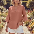 thumbnail image 2 of Olyvenn Cotton Linen Shirts for Women V Neck Long Sleeve Lightweight Loose Casual Blouses Spring Dressy Tunics Tops 2026 Watermelon Red S, 2 of 6