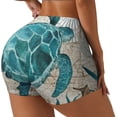 thumbnail image 2 of Naloa Watercolor Sea Turtle Biker Shorts for Women Seamless Scrunch Short Women’s Yoga Shorts for Gym Running Sport Shorts - Small, 2 of 9