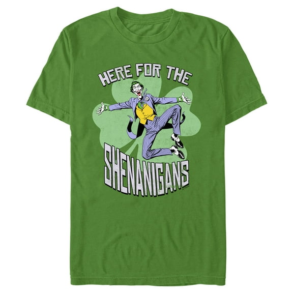 Men's Batman St. Patrick's Day Joker Here for the Shenanigans Graphic Tee Kelly Green 3X Large