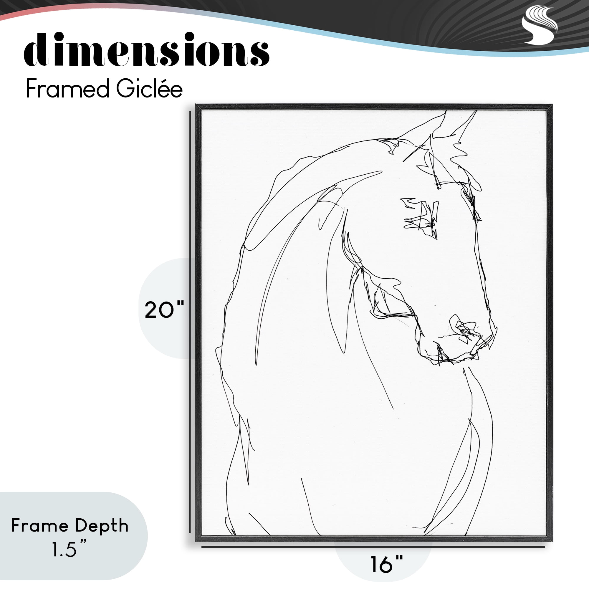 Stupell Industries Sketched Horse Contour Black Framed Giclee Art, design by Lorenzo Collective
