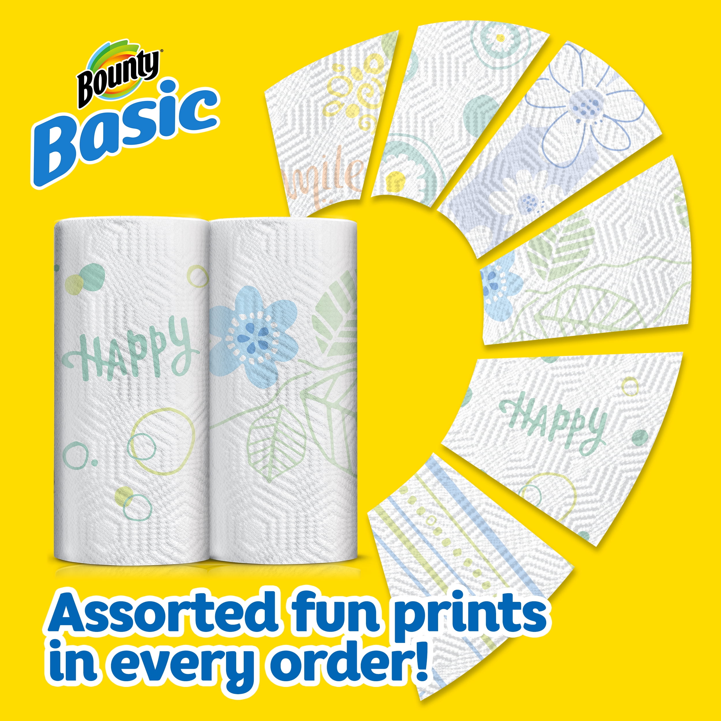 Bounty Basic Select-A-Size Paper Towels, Winter Print, 6 Big Rolls = 8 Regular Rolls