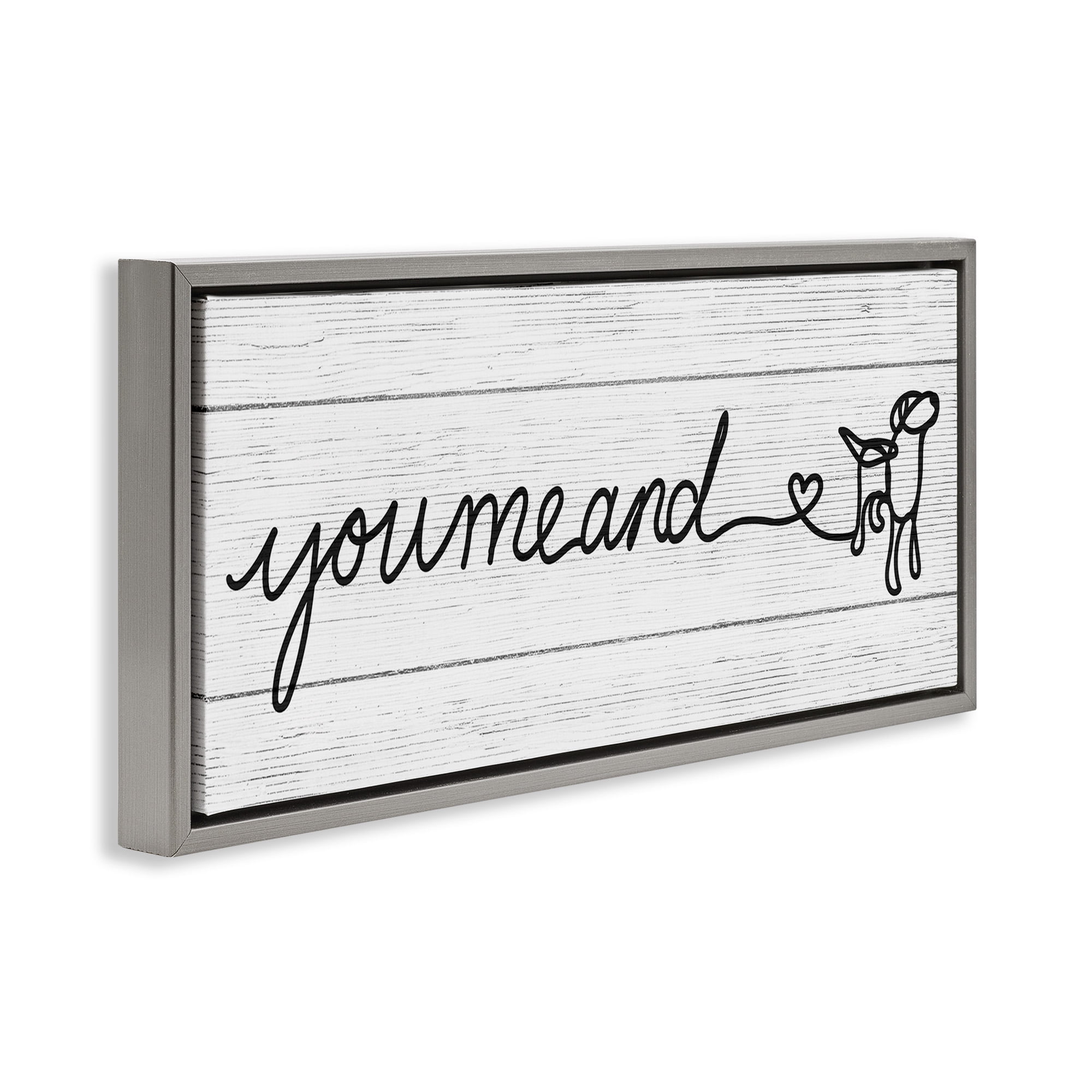 Stupell Industries Country You Me & Dog Typography Painting Gray Floater Framed Canvas Art Print Wall Art, 25 x 11
