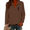 thumbnail image 2 of MESSUEN Baggy Sweatshirt for Women Comfort Sweatshirt Thermal Long Sleeve Women Cute Long Sleeve Top Woman Tops Fall Long Sleeve Tops for Women Coffee 2XL, 2 of 6