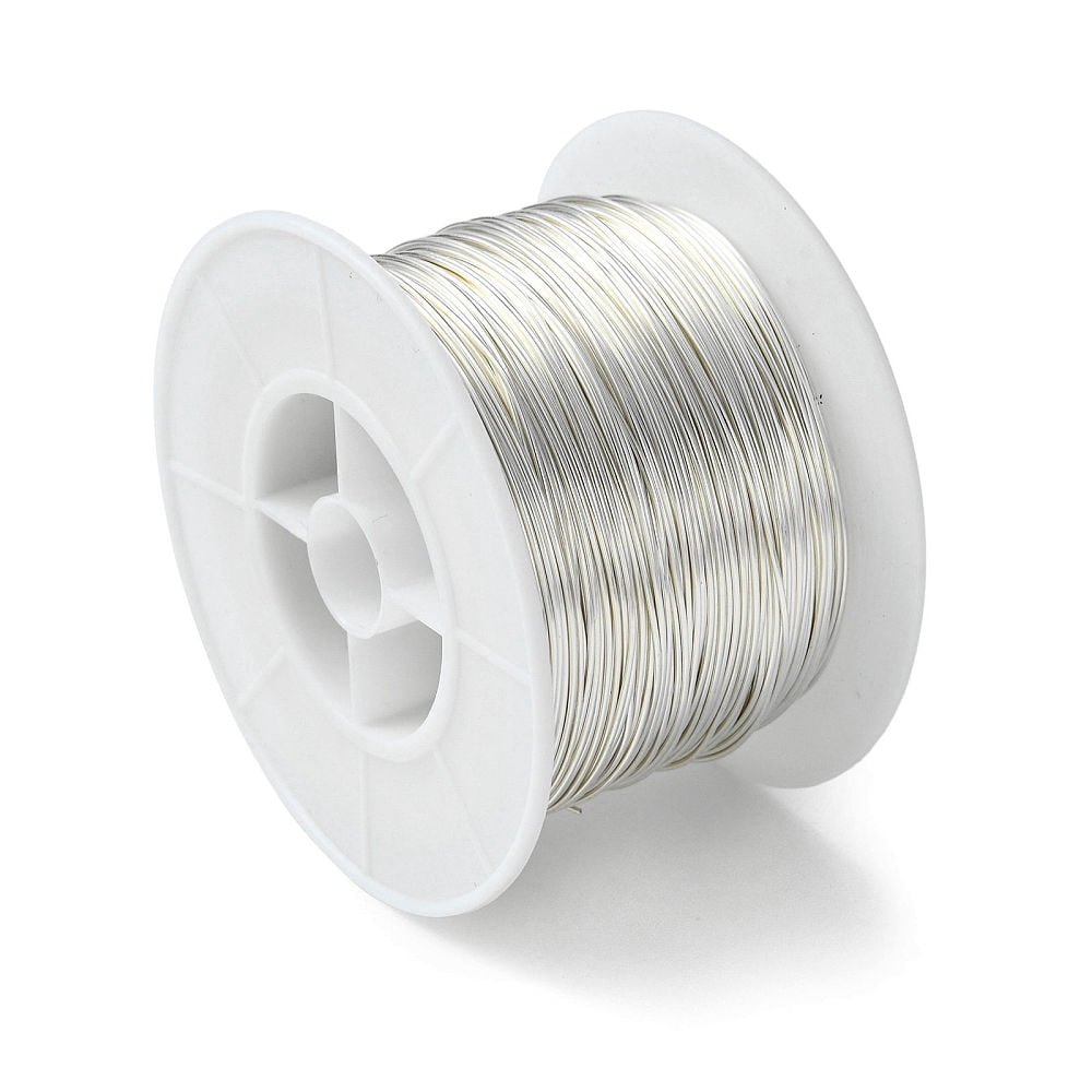 500gs Round Copper Jewelry Wire Long-Lasting Plated Silver color Plated 20 Gauge 0.8mm about 360.89 Feet(110m)/500g