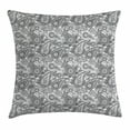 thumbnail image 1 of Paisley Throw Pillow Cushion Cover, Soft Digital Traditional Persian Ornate Leaf Figures with Stripes Tracery Image, Decorative Square Accent Pillow Case, 20 X 20 Inches, Grey and White, by Ambesonne, 1 of 2