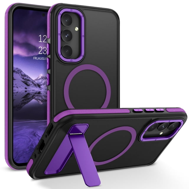 Funda para teléfono GUAGUA Galaxy A54 5G de 6.4 pulgadas con soporte magnético morado