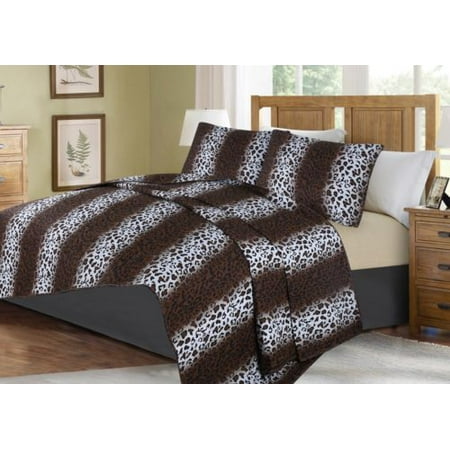 Luxury Animal Print Bedding 3-PIECE ANIMAL #2 LEOPARD KING LUXURY MIDWEST MODREN ANIMAL WILD PRINT DESIGN Solid Microfiber Quilting Bedding Bedspread Coverlet Set Matching Pillow Sham & Quilt ()