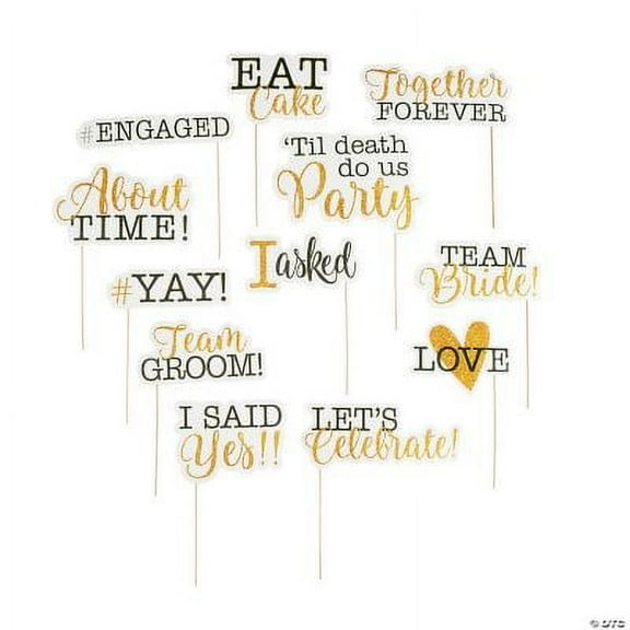 Engagement Party Photo Stick Props, Wedding, Apparel Accessories, 12 Pieces