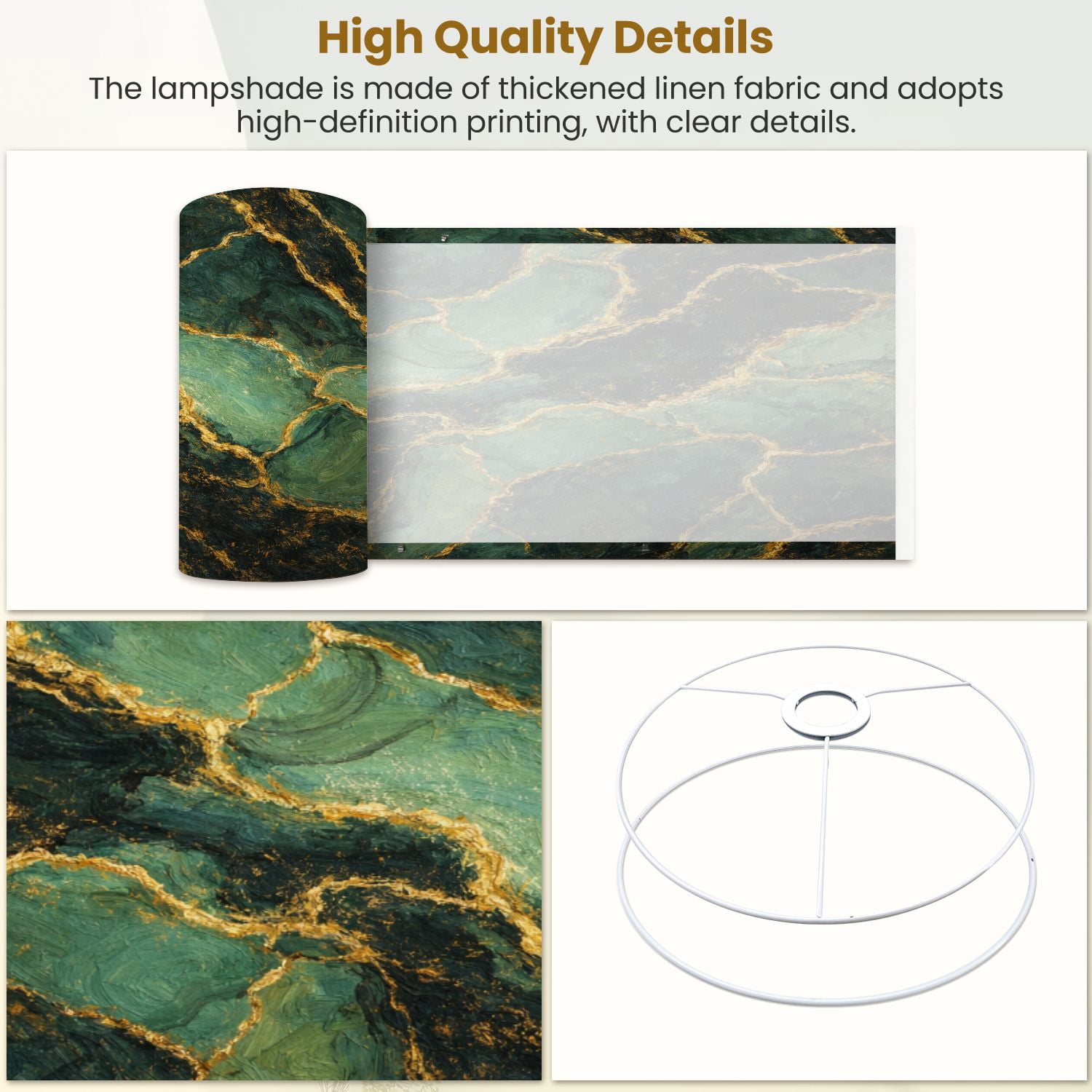 Lampshades 2 Pack green emerald shine bright gold marble texture 13"x13"x10" Light Shade for Table Lamps Floor Lamp Shades Lampshade Replacement Easy Assembly