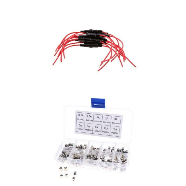 10x AGC Soporte de Fusible de Soplado de en Línea Tipo de Tornillo 100 Piezas Kit de Fusibles de Tubo de
