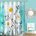 thumbnail image 2 of Rustic Farmhouse Shower Curtain White Daisy Floral Teal Waterproof Fabric Shower Curtains for Bathroom Flower Turquoise Butterfly Bath Curtain Decor with Hooks (Teal, 72'''' x 72''''), 2 of 6