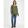 thumbnail image 5 of Time and Tru Women's Waffle Knit Sweatshirt, Sizes XS-XXXL, 5 of 5