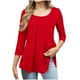 thumbnail image 3 of Top de tallas grandes,Camiseta de manga 3/4 para mujer, talla grande, blusa informal estampada, poliéster, cuello redondo, corte regular, sopatenor, 3 of 9