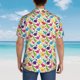 thumbnail image 4 of Balery Colorful Dinosaurs Camisas hawaianas de manga corta para hombre, camisas playeras de corte holgado, camisas de vacaciones con botones,X-Large, 4 of 7