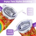 thumbnail image 5 of Rainbow Gradient 40 Oz Tumbler with Handle Lid and Straw, Stainless Steel Double Walled Vacuum Insulated Cup, Cute Anniversary Wedding Birthday Gifts Tumbler for Women Men Friends Outdoor Indoor, 5 of 7