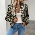 thumbnail image 2 of dGslk Women’s Leopard Print Bomber Jacket – Casual Lightweight Zip-Up Long Sleeve Fashion Outerwear for Spring and Fall Style Khaki L, 2 of 2