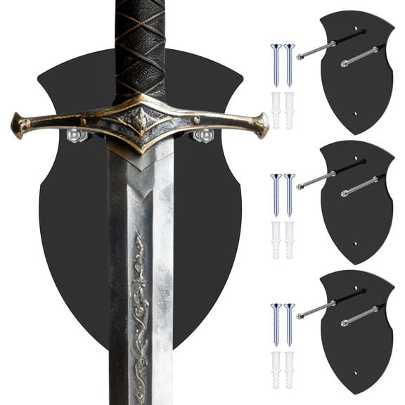 LINFANG 3 Pcs Wall Mounted Sword Hook Acrylic Single Sword Vertical Display Rack for Vertical Displaying Easy to Install with Hardware