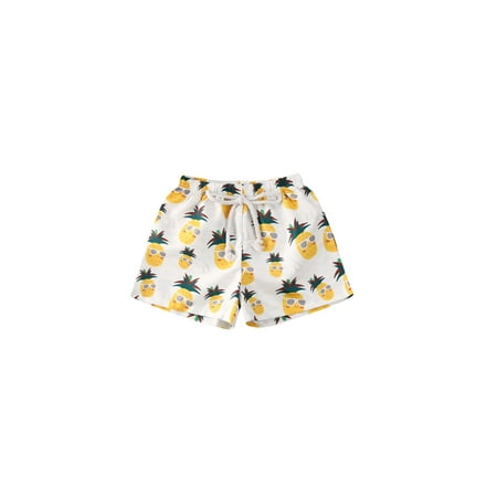 

Toddler Baby Boy Girl Hawaiian Beach Shorts Swim Trunks Pineapple Fruit Leaf Cartoon Print Casual Broad Shorts Swimwear 0-4T