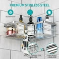 thumbnail image 5 of stusgo Corner Shower Caddy 2 Pack, Bathroom Shower Organizer Shelves, No Drilling Corner Shower Shelves Shampoo Holder with 8 Hooks and 6 Adhesives (Silver), 5 of 7