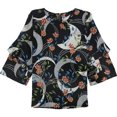 thumbnail image 1 of Alfani Blusa con mangas con volantes florales para mujer, negro, extragrande, 1 of 1
