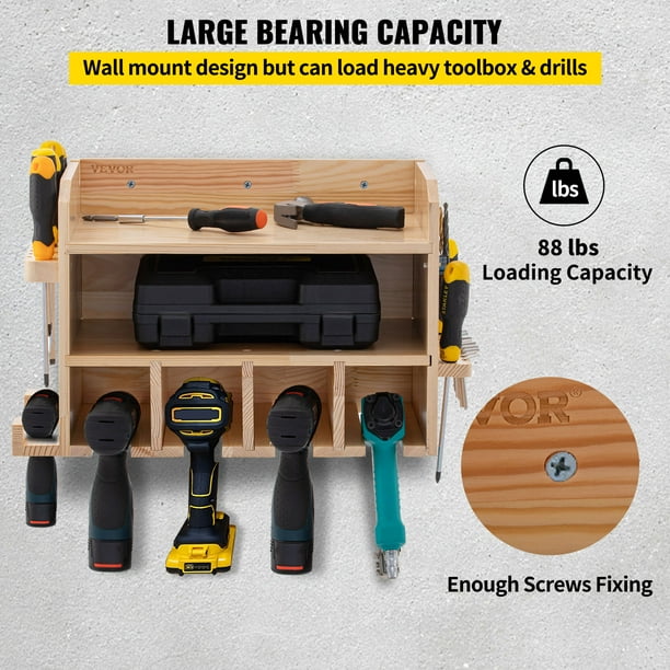 VEVOR Power Tool Organizer Wall Mounted Drill Holder 4 Hanging
