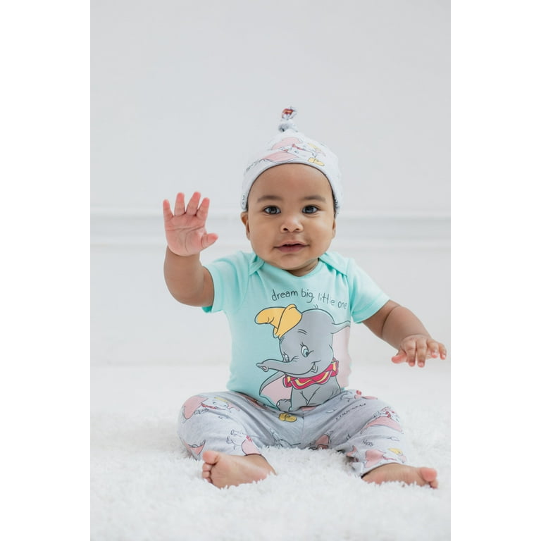 Disney Classics Dumbo Newborn Baby Boys Bodysuit Pants and Hat