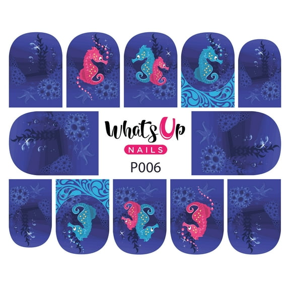 Whats Up Nails P006 I Sea Horses Water Decal Sliders for Nail Art Design
