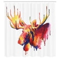 thumbnail image 3 of Ambesonne Moose Shower Curtain, Psychedelic Watercolors, 69"Wx84"L, Orange and Pink, 3 of 5