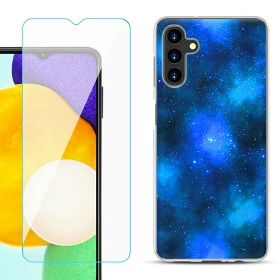 Slim-Fit TPU Fashion Phone Case for Samsung Galaxy A13 5G, with Tempered Glass Screen Protector, by OneToughShield ® - Cosmos/Stars