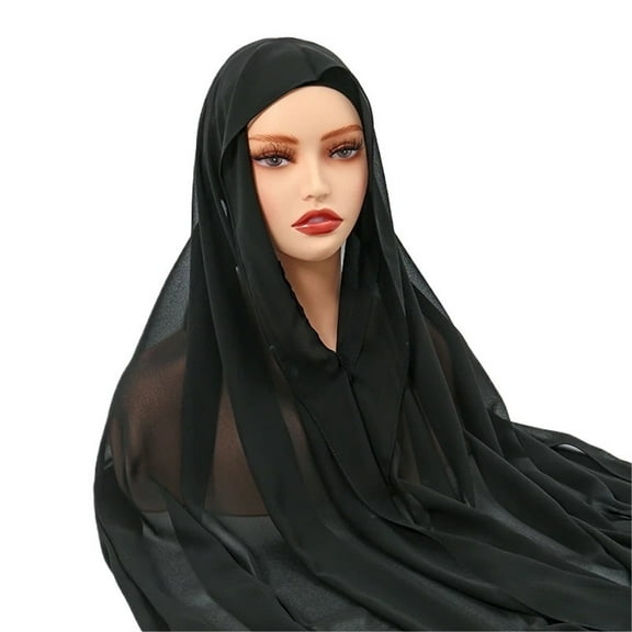 Instant Chiffon Hijab With Magnetic Buckle Solid Color Woman Hijab Scarf Turban Fashion Headband Shawl