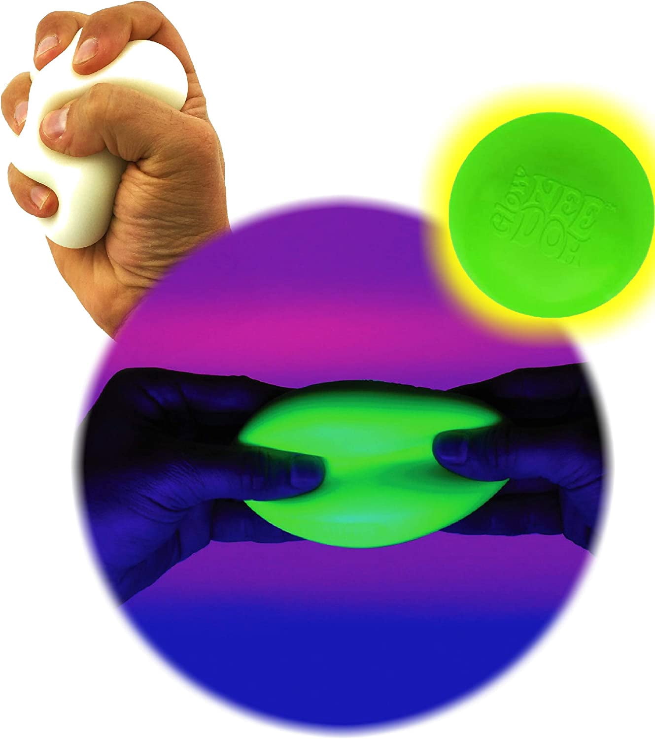 Schylling Glow in The Dark NeeDoh 2 Pack Squishy, Squeezy, Stretchy Stress Balls
