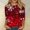 Red, variant on asdoklhq Christmas Shirts for Women Christmas Glitter Print Round Neck 3/4 Sleeve T-Shirt Top Red M