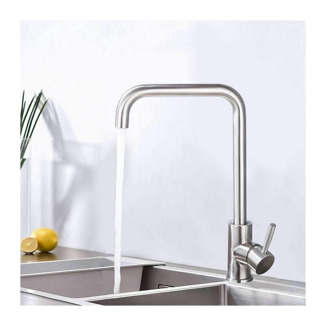 Grifo de cocina Mezclador monomando de fregadero Caño giratorio Mezclador de cocina en acero cepillado Contemporáneo de alta calidad