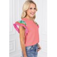 thumbnail image 3 of I AM A FASHION JUNKY Peach Blossom Contrast Ricrac Floral Sleeve Top, 3 of 15