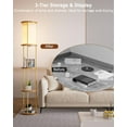 thumbnail image 3 of 61" Floor Lamp with Shelves - 3-Tier Storage Standing Lamp with 3000K E26 Bulb Included, 35lb Capacity Solid Wood Design, Fabric Lampshade for Living Room, Bedroom & Home Decor (Gold), 3 of 8