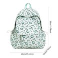 thumbnail image 2 of Cat Print School Backpack, Cute Aesthetic Backpack with Drawstring Side Pockets&Pendant, Lightweight Breathable Bookbag for Shopping Work Dating Daily Use, Green, 2 of 9