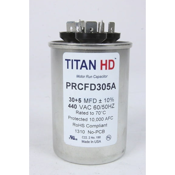 Titan Hd Run Capacitor 30 5 Mfd 440/370 Volt Round