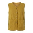 thumbnail image 2 of larppty Women's Fleece Vests Button Warm Sleeveless Coat Vest Fall Fuzzy Lightweight Jackets Winter Soft Outerwear with Pockets Yellow, XXL, 2 of 6