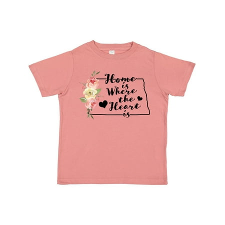 

Inktastic North Dakota Home is Where the Heart is with Watercolor Gift Toddler Boy or Toddler Girl T-Shirt