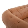 thumbnail image 4 of Traditional Air Leather Tufted Chesterfield Loveseat, Rolled Arm Loveseat, Faux Leather Upholstered Living Room Loveseat Sofa, Caramel, 4 of 11