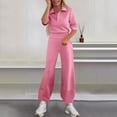 thumbnail image 2 of Womens 2 Piece Sets Casual Sets High Waisted Spring Summer Lapel Casual Solid Color Short Sleeved Wide Leg Pantsuit, 2 of 7