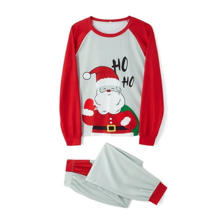 

Vera Natura Christmas Family Matching Pajamas Set Santa Claus Print Long Sleeve T-shirt with Pants